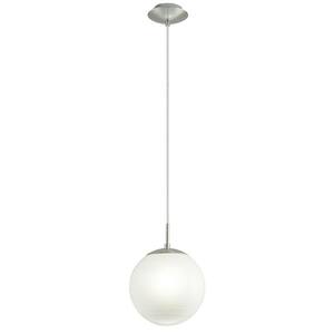Milagrio 7.87 in. W x 59 in. H 1-Light Chrome Mini Pendant Light with White Glass Globe Shade