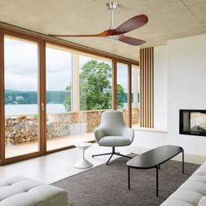 60 in. Indoor/Outdoor Wood Ceiling Fan with Remote Control and Reversible Motor