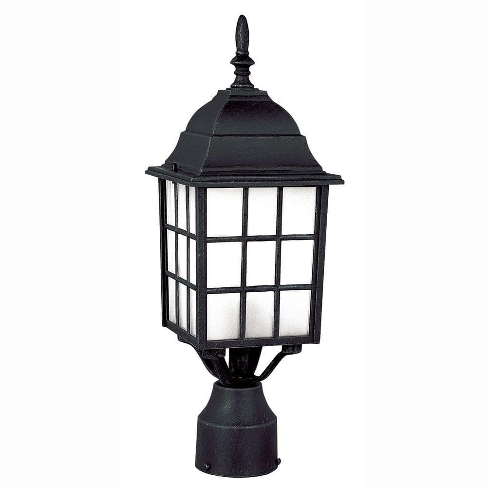 UPC 736916115896 product image for San Gabriel 1-Light Black Outdoor Lamp Post Light Fixture with Frosted Glass | upcitemdb.com