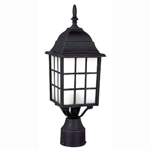 San Gabriel 1-Light Black Outdoor Lamp Post Light Fixture with Frosted Glass