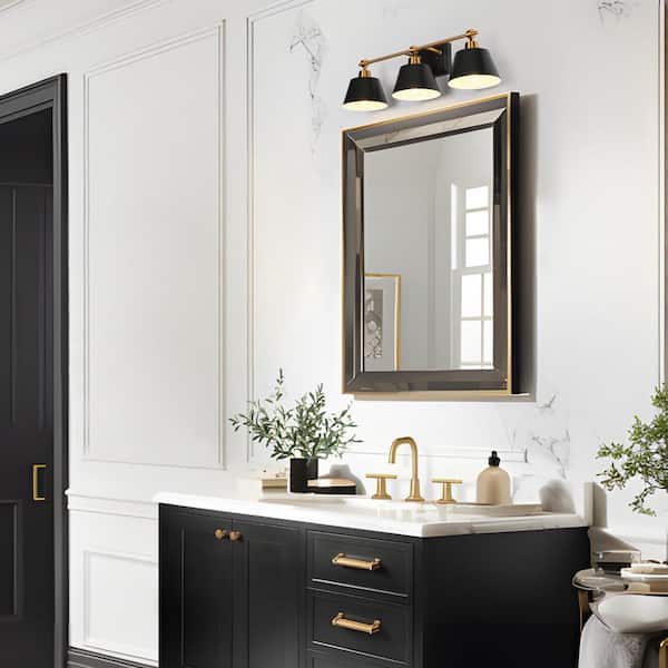 LNC Modern 24.6 in. 3-Light Black Vanity Light with Bell LNC Modern 24.6 in. 3-Light Black Vanity Light with Bell