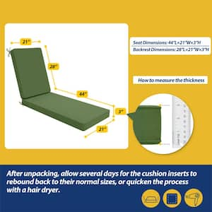 21 in. x 72 in. Outdoor Chaise Lounge Cushions for Patio Furniture, Water and Stain Resistant Cushion in Moss Green