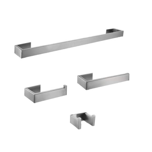 Unbranded 4-Piece Wall Mounted Bathroom Hardware Set in Brushed Nickel
