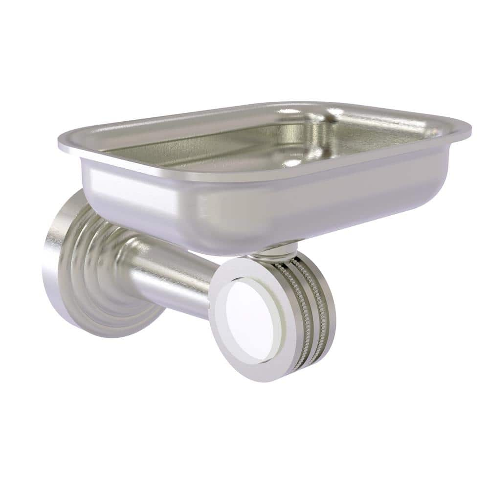 Allied Brass Pacific Beach Wall Mounted Soap Dish Holder with Dotted Accents in Satin Nickel