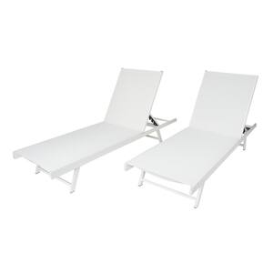 Salton White Metal Adjustable Outdoor Patio Chaise Lounges (Set of 2)