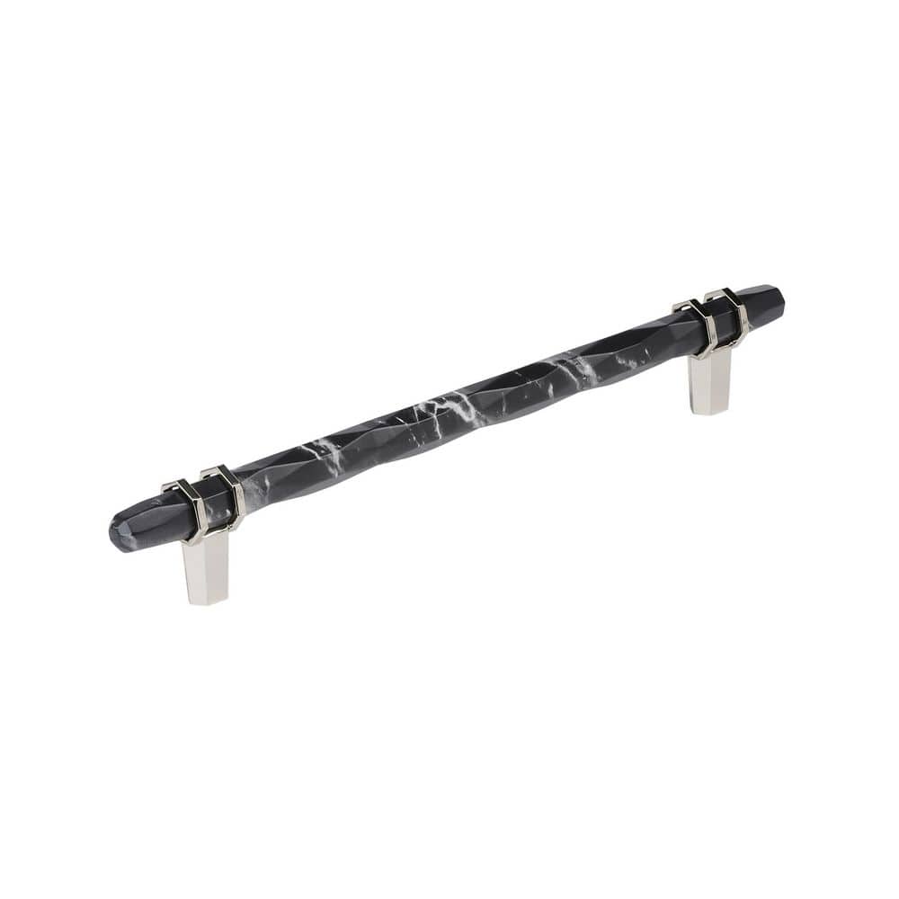 Carrione 8 in. (203mm) Center-to-Center Marble Black/Polished Nickel Bar Cabinet Pull price history on PriceWatchPro