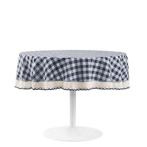 Buffalo Check 70 in. W x 70 in. L Navy Checkered Polyester/Cotton Round Tablecloth