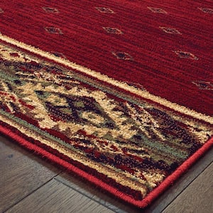 Timberidge Red/Gold 10 ft. x 13 ft. Border Area Rug