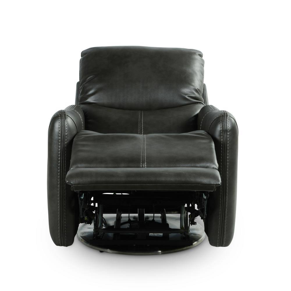 Athens Transitional Charcoal Faux Leather Swivel Recliner