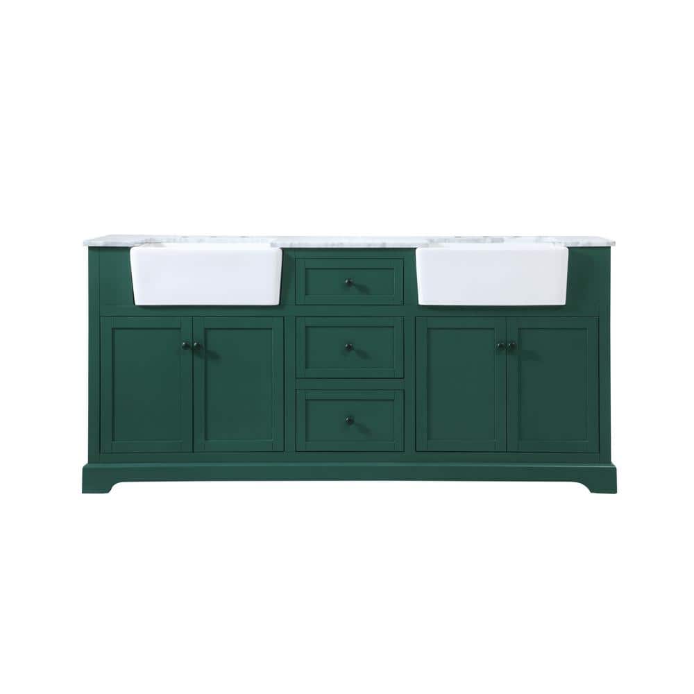 Timeless Home 22 in. W x 72 in. D x 34.75 in. H Bath Vanity in Green with C