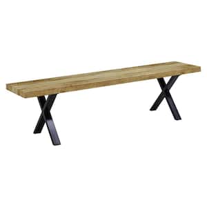 Dolph Rustic Natural Dining Bench 71 in. D x 19 in. H