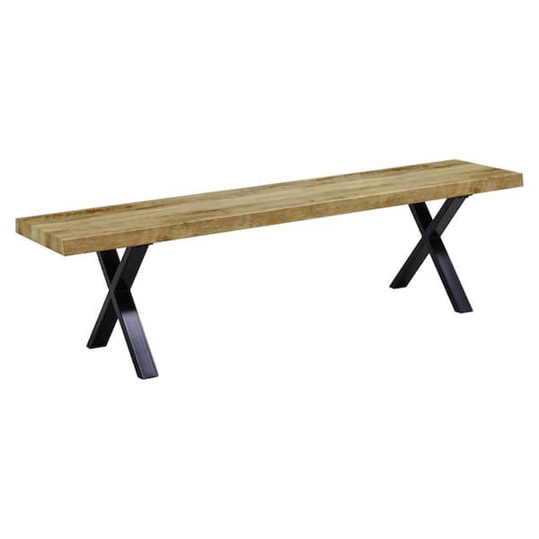 Best Master Furniture Dolph Rustic Natural Dining Bench 71 in. D x 19 in. H
