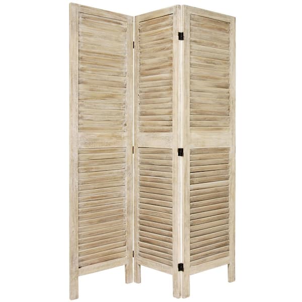 RED LANTERN 5.5 ft. Burnt White Venetian 3-Panel Room Divider