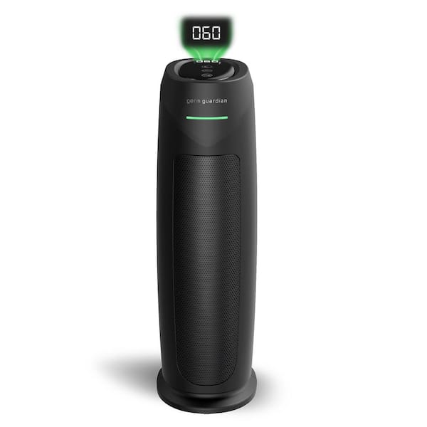 743 sq. ft. HEPA Pure Tower Air Purifier in Black for Home with UV-C, Air Quality Monitor for Smoke, Dust, Odors