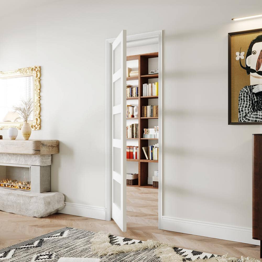 24 in. x 80 in. White Pine MDF Interior Slab Door with Frosted Glass