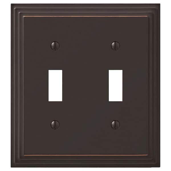 Photo 1 of Tiered 2 Gang Toggle Metal Wall Plate - Aged Bronze
6 PACK

