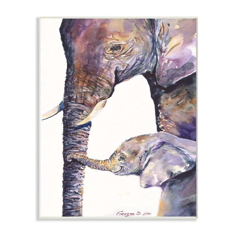10 x 15 Grey Stupell Industries Elephant Family in Tall Yellow Grass Safari Animals Design by George Dyachenko Wall Plaque