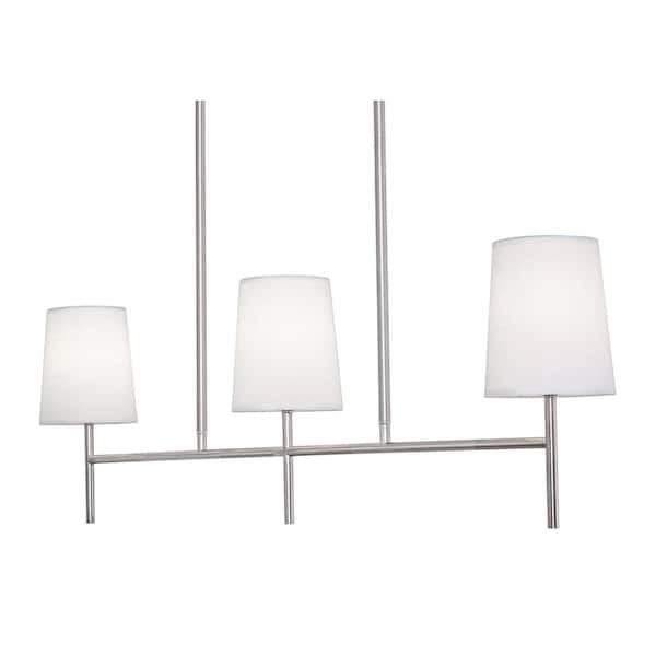 AFX Rose 40-Watt 3-Light Satin Nickel Shaded Pendant Light with Fabric Shade and No Bulb Included