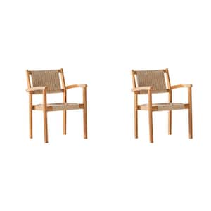 Outdoor Yellow Wood Dining Chair (Set of 2)