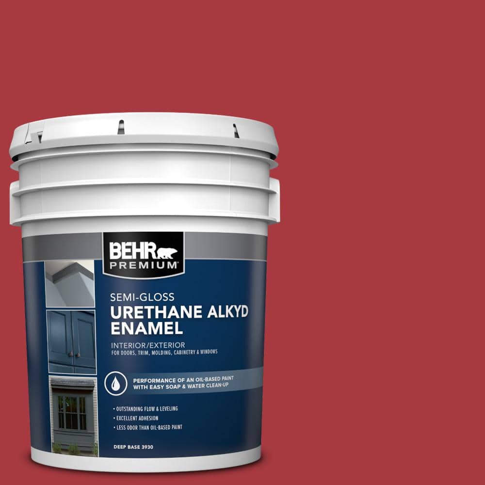 BEHR PREMIUM 5 gal. BXC03 Scarlet Urethane Alkyd SemiGloss Enamel
