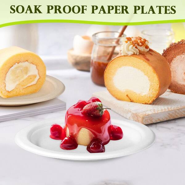Justincity Compostable Paper Plates 200-Pack for Dessert