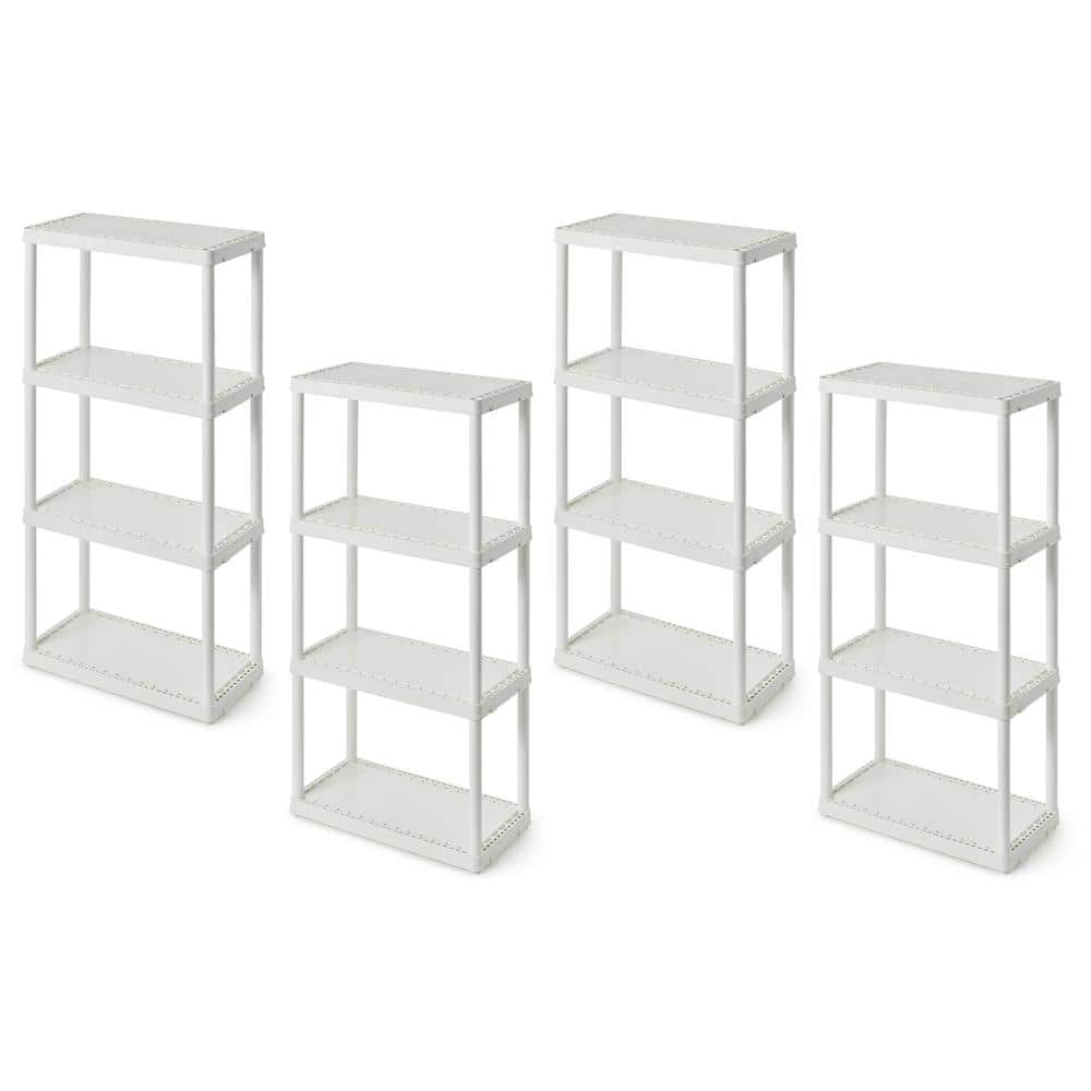4-Pack White 4-Tier Plastic Garage Storage Shelving Unit (24 in. W x 48 in. H x 12 in. D) price history on PriceWatchPro
