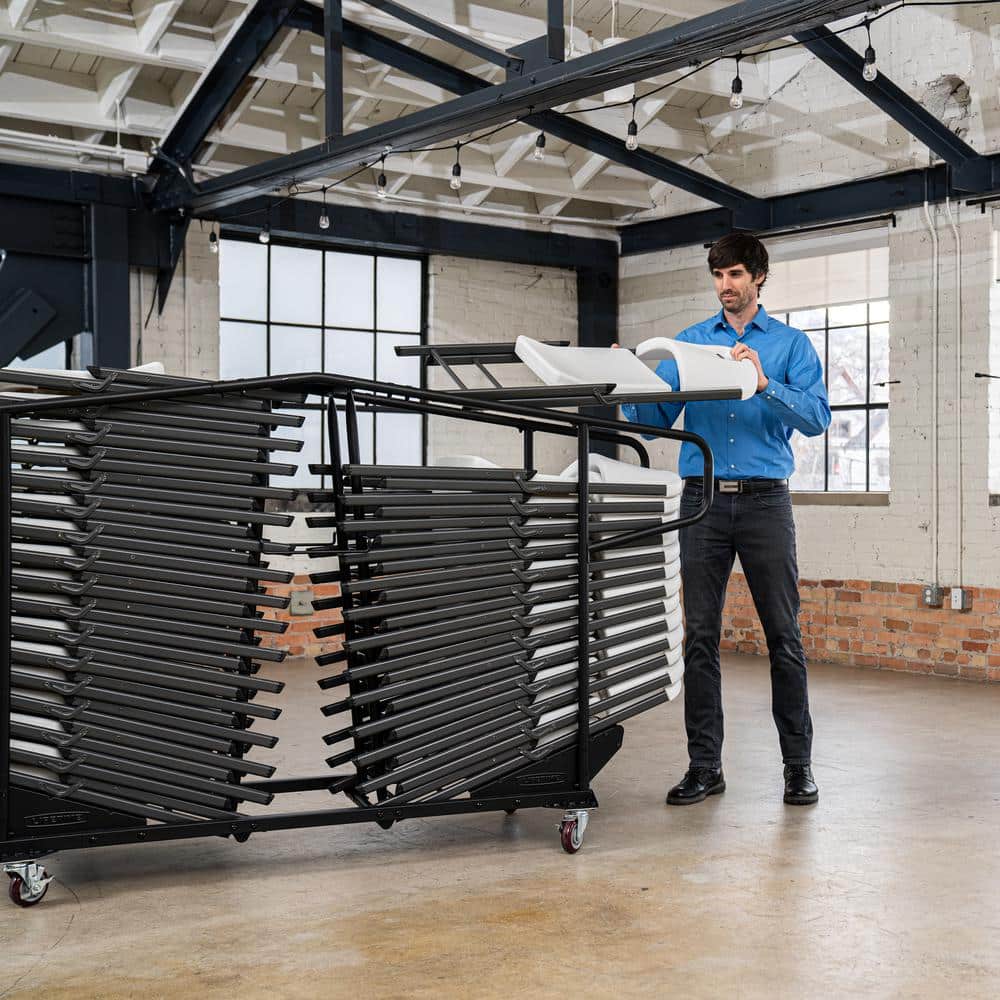 Black Steel Folding Chair Utility Cart for 34 Chairs