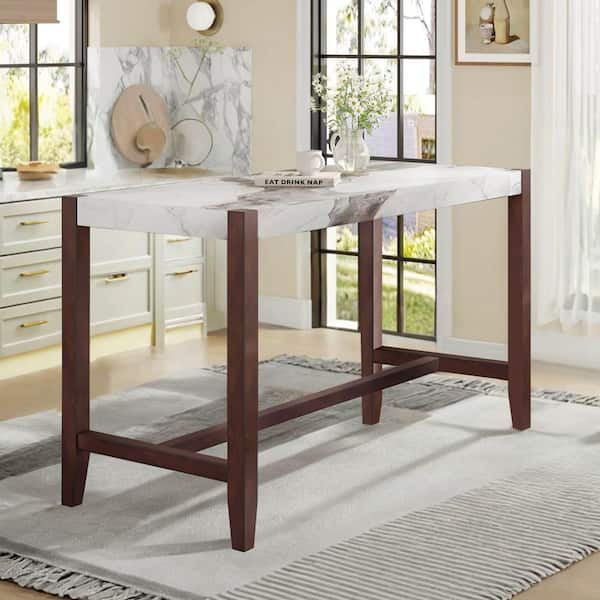White Wood 47.5 in. 4 Legs Dining Table Seats 4