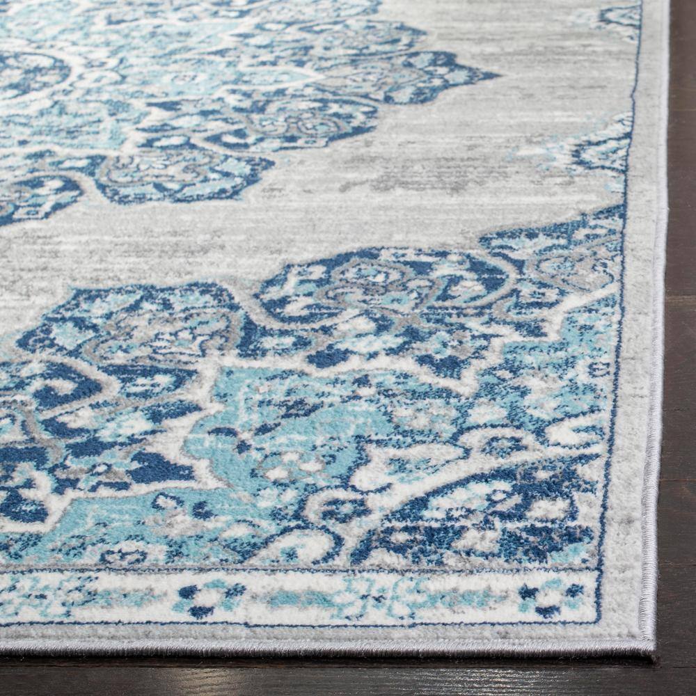 Brentwood Navy and Gray Floral 11' x 15' Synthetic Area Rug