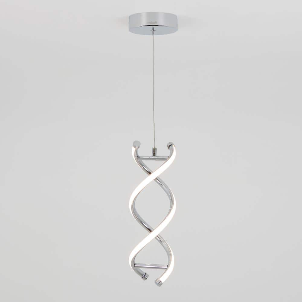 Modern Chrome LED Pendant Light with Artistic Curves