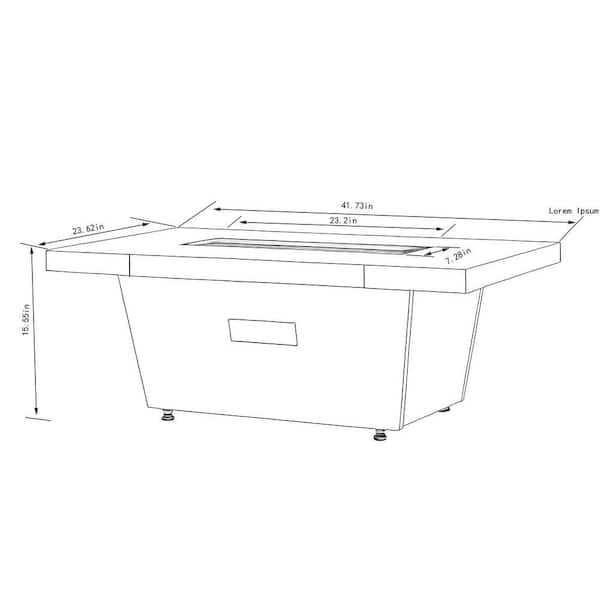 42 in. Rectangle Gas Outdoor Fire Pit Table, 50000BTU Propane