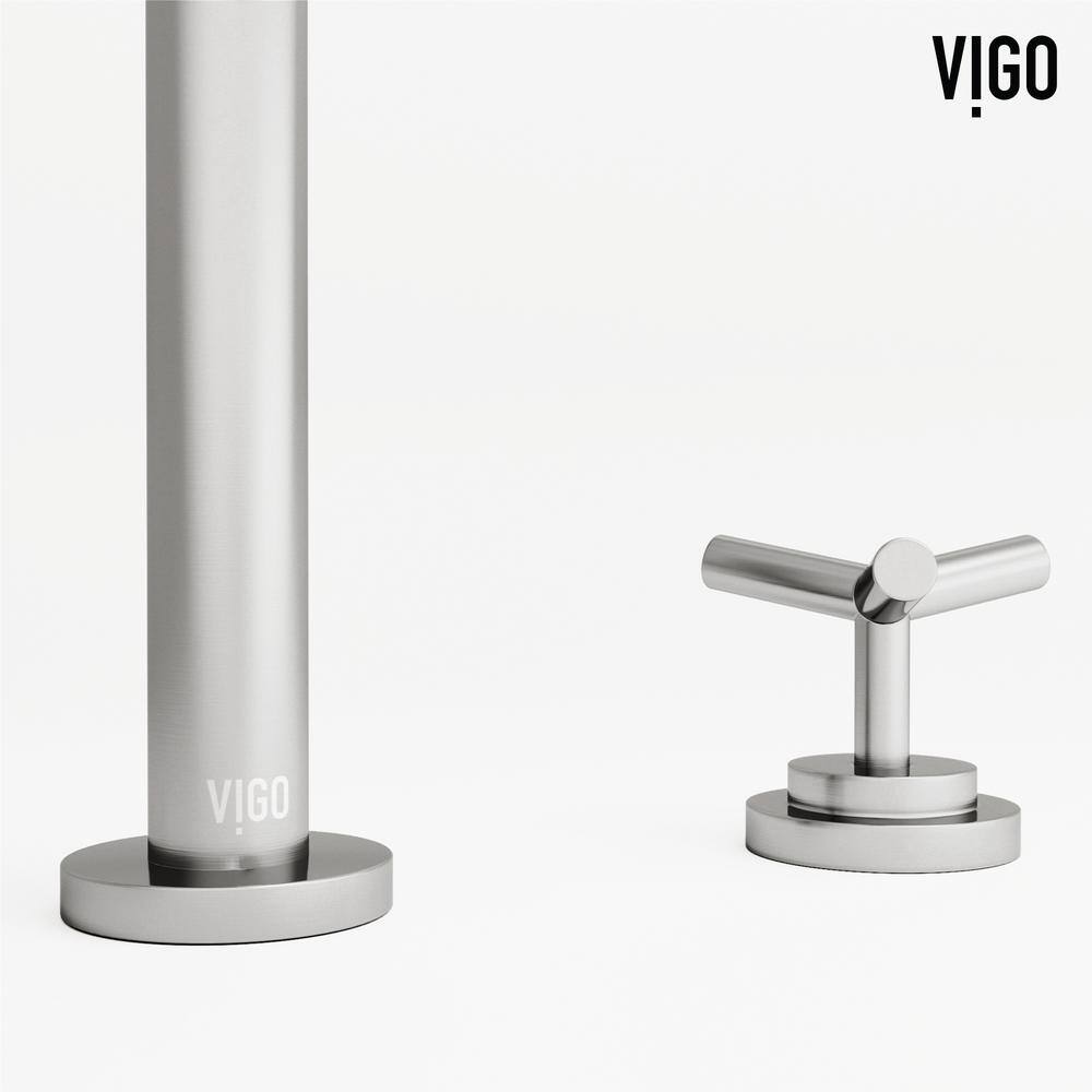 Brushed Nickel High-Arc Widespread Bathroom Faucet with Cross Handles