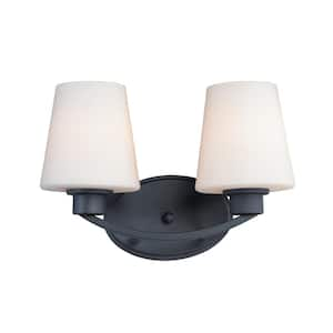 Shelter 37.5 in. 2 Light Black Bath Vanity Light