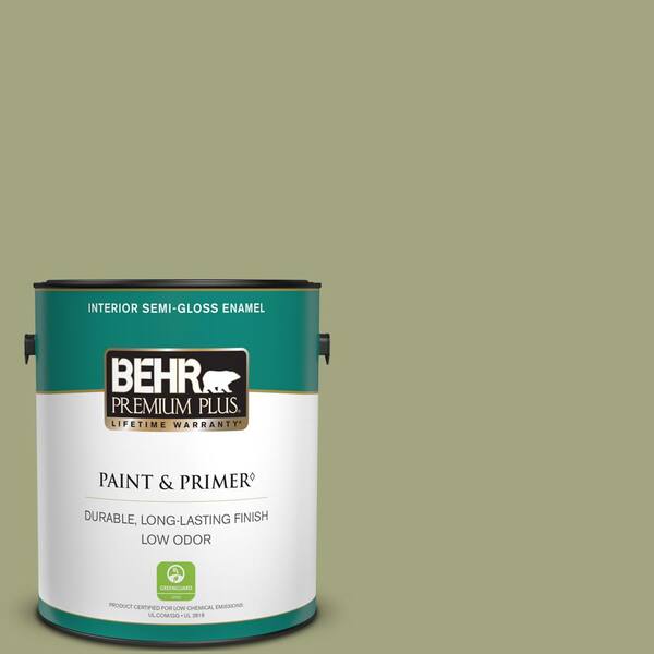 BEHR PREMIUM PLUS 1 gal. #410F-4 Mother Nature Semi-Gloss Enamel Low Odor Interior Paint & Primer