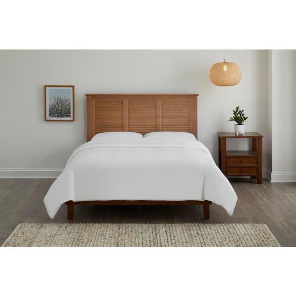 StyleWell Dorstead Full Walnut Brown Wood Bed with Shutter Back (55.6 in. W x 48 in. H)