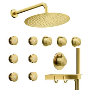 12 in. 3-Spray Patterns Dual Wall Mount Shower Heads with 2.5 GPM
