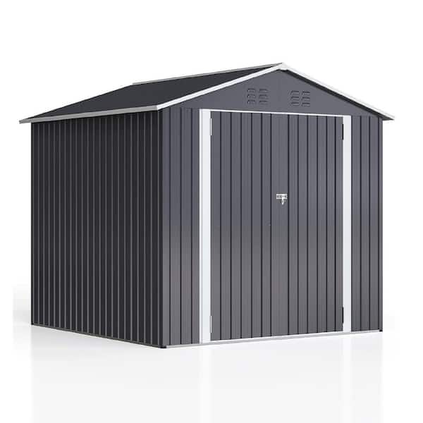 7.7 ft. W x 7.7 ft. D Metal Outdoor Storage Shed with Lockable Doors and Ventilation Vents (59 sq. ft.)