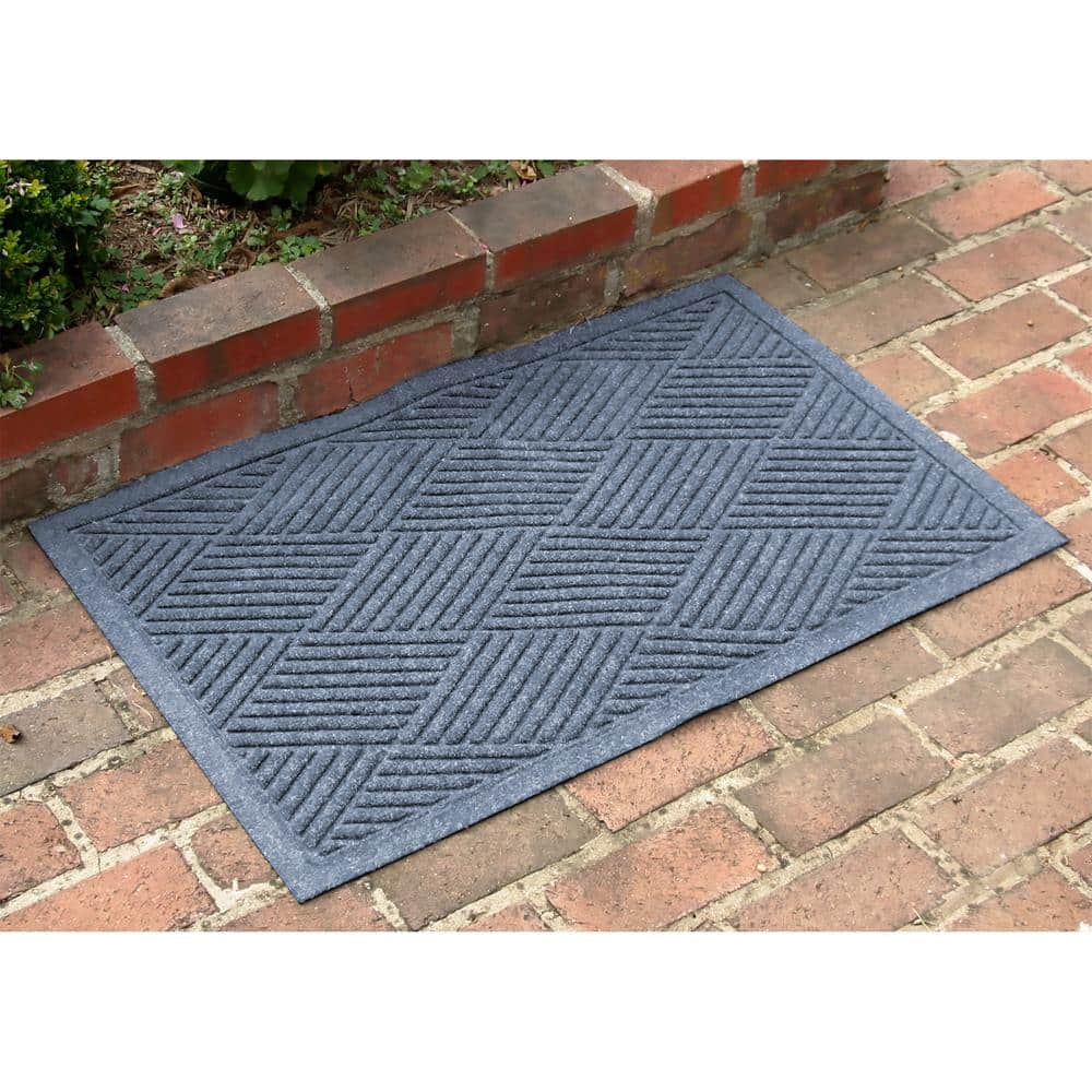 Bluestone Rubber Rectangle Outdoor Doormat with Diamond Pattern