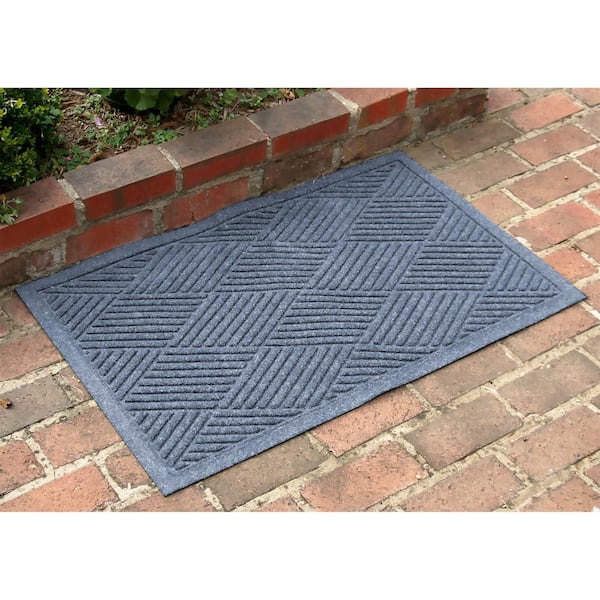 Waterhog Diamonds 23 in. x 35 in. PET Polyester Indoor Outdoor Door Mat Bluestone