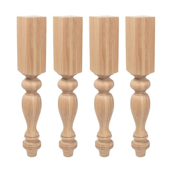 American Pro Decor 35.25 in. x 5 in. Unfinished Solid North American Hardwood French Kitchen Island Leg (4-Pack)