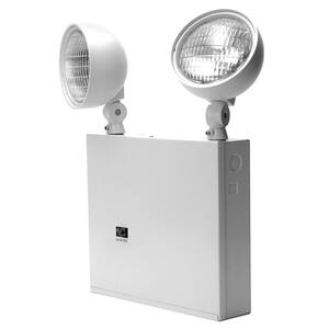 New York Approved 2-Head White Steel Emergency Fixture Unit