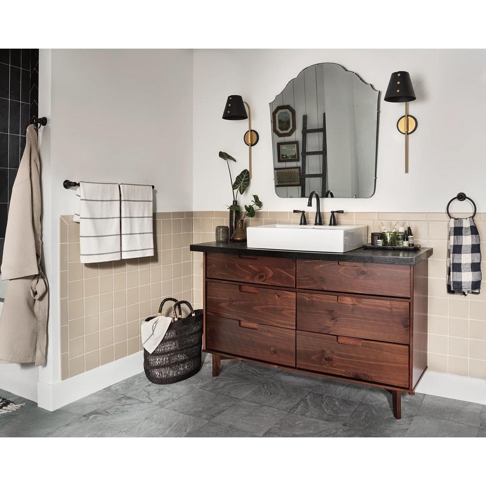 Matte Black Traditional Widespread Bathroom Sink Faucet
