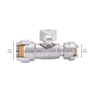 1/2 in. Push-to-Connect x 1/4 in. Push-to-Connect Chrome-Plated Brass Quarter-Turn Straight Stop Valve