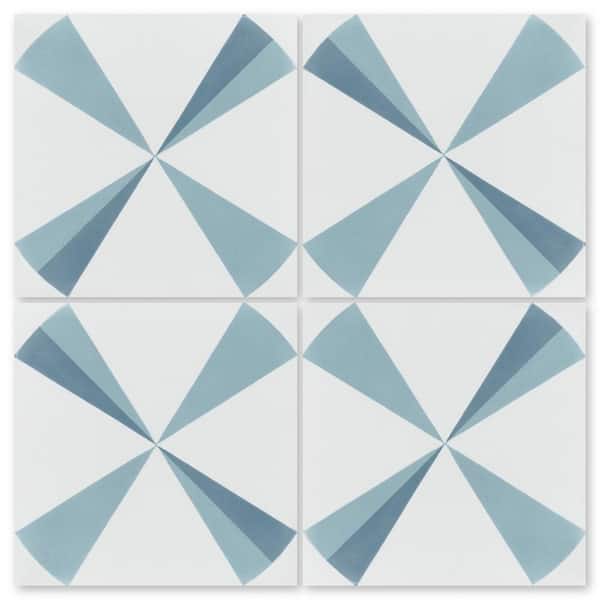 Villa Lagoon Tile Polaris Azul 8 in. x 8 in. Cement Handmade Tile Sample