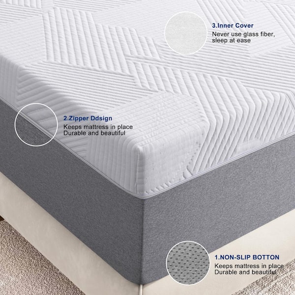 Potctz 10 in. Full Medium Memory Foam Tight Top Mattress,Proper Support, Gray