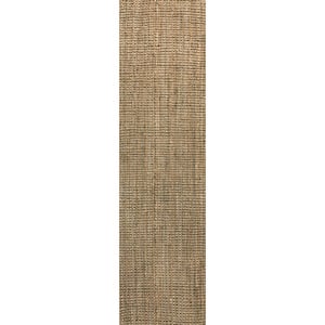 Biot Traditional Rustic Handwoven Jute Solid Natural 2 ft. x 8 ft. Runner Rug