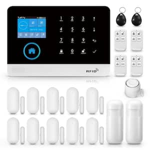 Wireless WiFi 4G Alarm System 20-Piece Kit with Siren, PIR Motion Sensors, Remote Controls, Sensors for Home Security