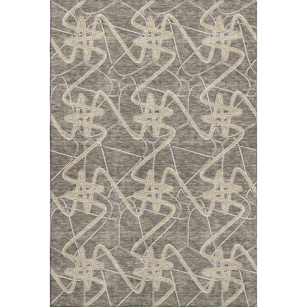 Addison Rugs Mayfield Premium Machine Washable Abstract AMF947 Taupe 3 ft. x 5 ft. Area Rug