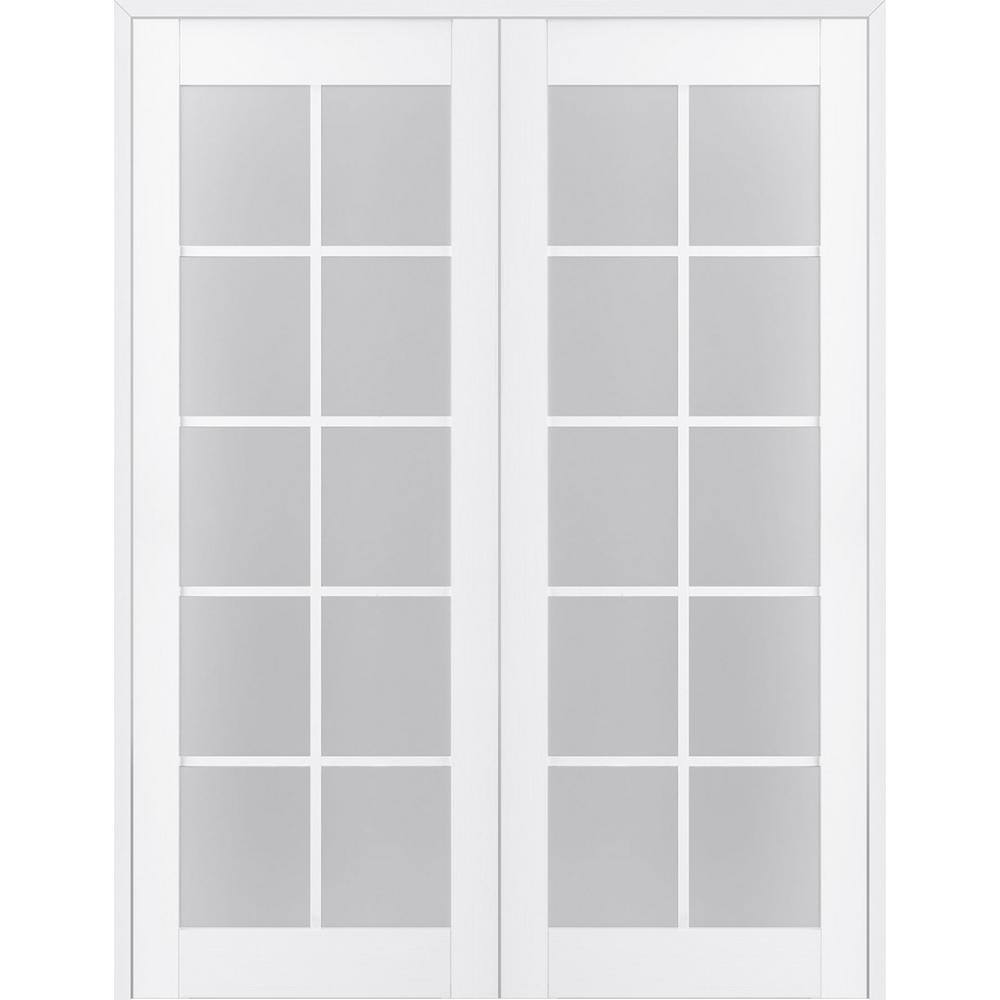 Palladio 64" x 84" White Frosted Glass Wood Composite Double Prehung French Door