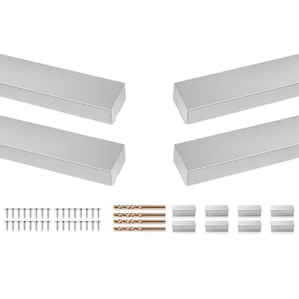 T304 Stainless Steel Handrail Brushed Finish 6 ft. 6 in. Rectangular Flat Deck Top Rail W End Cap 4-Pk for Cable Railing